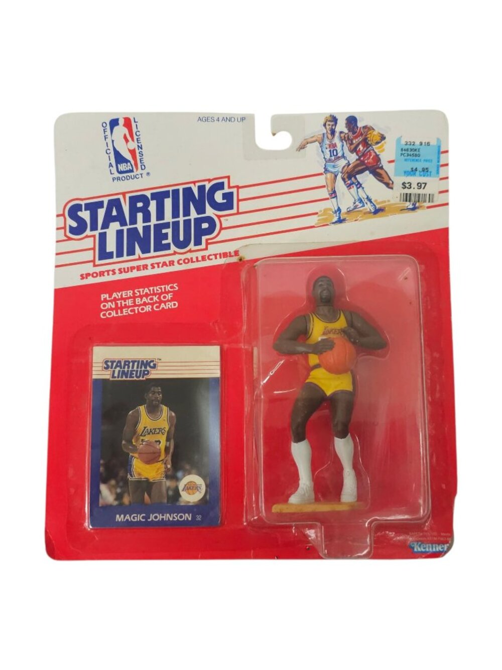 1988 Kenner Starting Lineup Magic Johnson LA Lakers Action Figure Card NOC